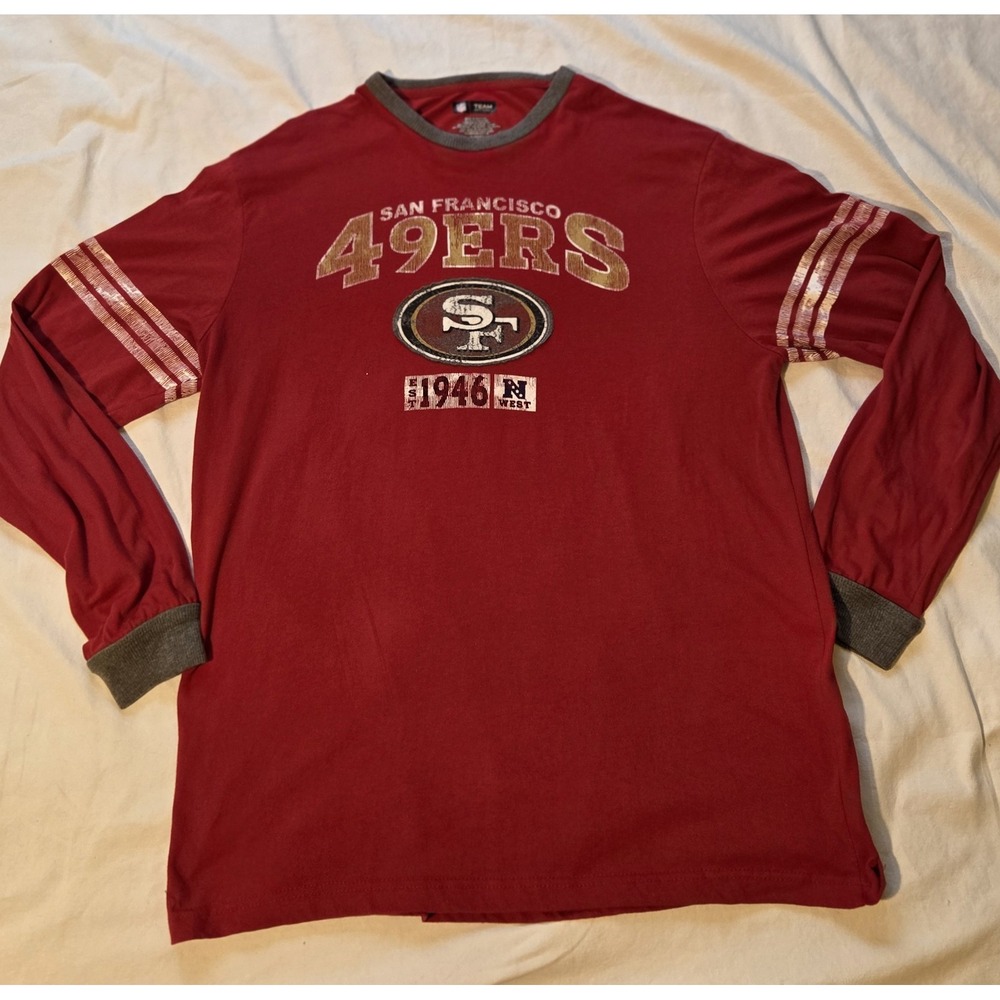 San Francisco 49ers Shirt Mens XL NFL Team Apparel Long Sleeve Red Distressed